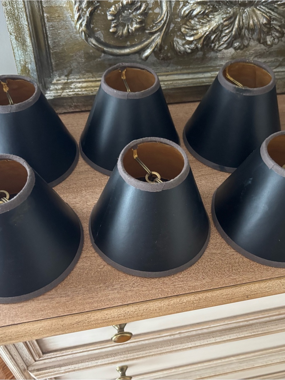 Classic Vintage Black Mini Lamp Shades – Set of 6
